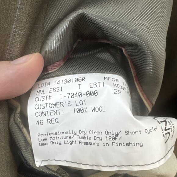 Burberry London Men’s 44R Blazer Sport Coat 100% Wool‎ Windowpane Taupe Gray - Picture 7 of 8